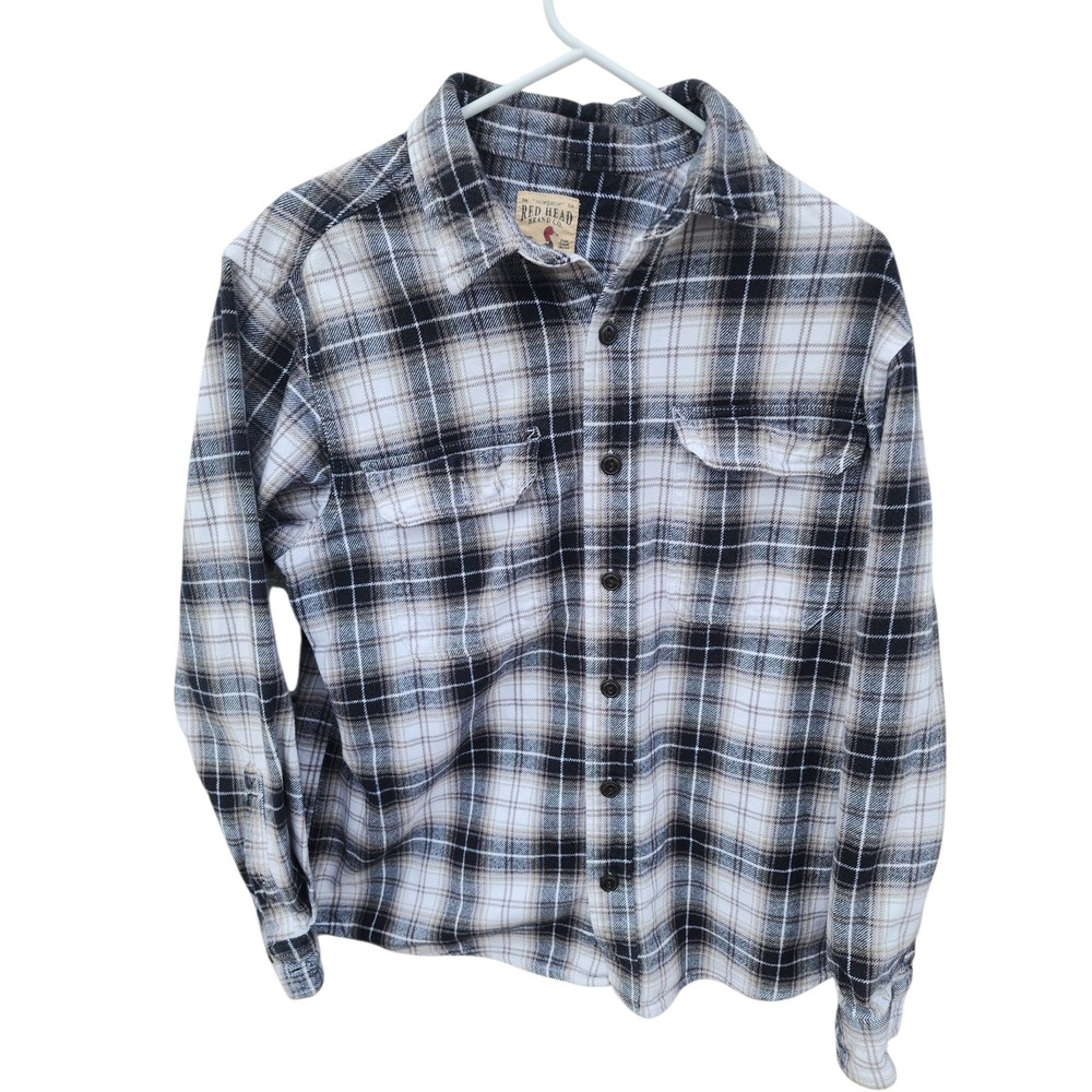 RedHead Mens Flannel Shirt Large Plaid Cotton Button Down Long Sleeve